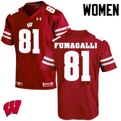 Women's Wisconsin Badgers NCAA #81 Troy Fumagalli Red Authentic Under Armour Stitched College Football Jersey XT31Q06HN
